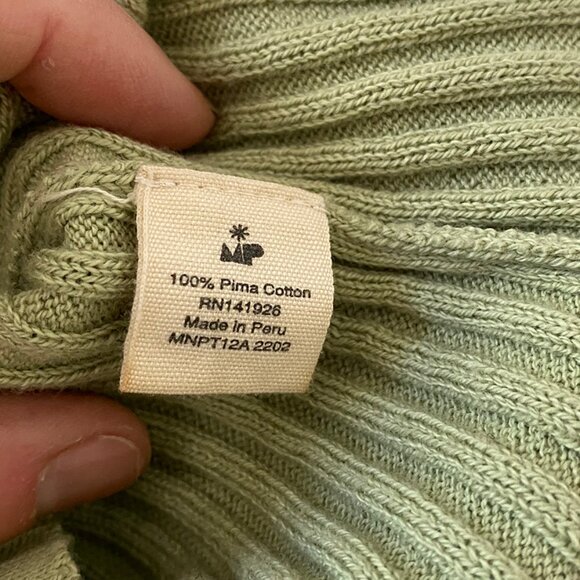 Misha & Puff Pima Cotton Ribbed Knit Tank – Sage Green, Size S - Picture 4 of 5